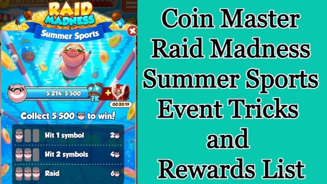 Coin Master Raid Madness Summer Sports Event Tricks and Rewards List